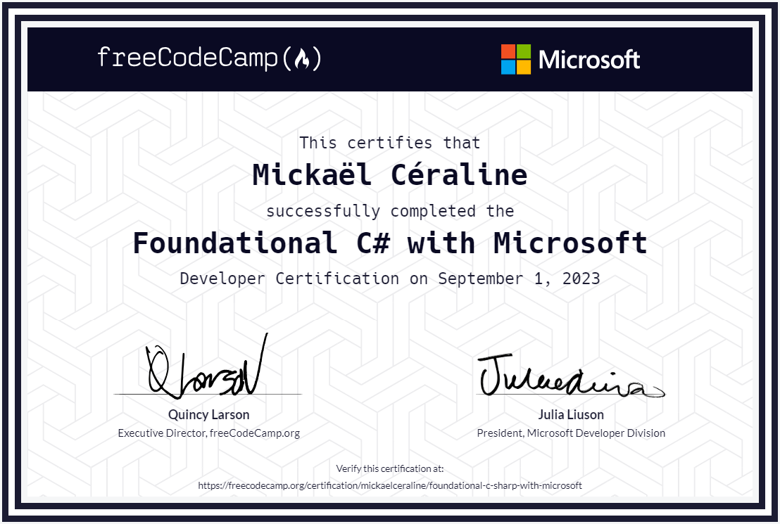certification image